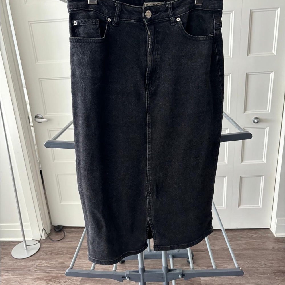 Denim&Co Black Midi Skirt